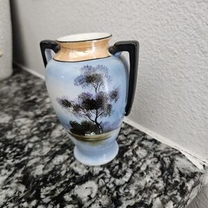Vintage Japanese Lusterware Double Handle Handpainted 5"‎ MCM